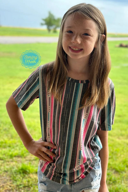 Serape City Heart Top Kids Tee - Sterling Kreek