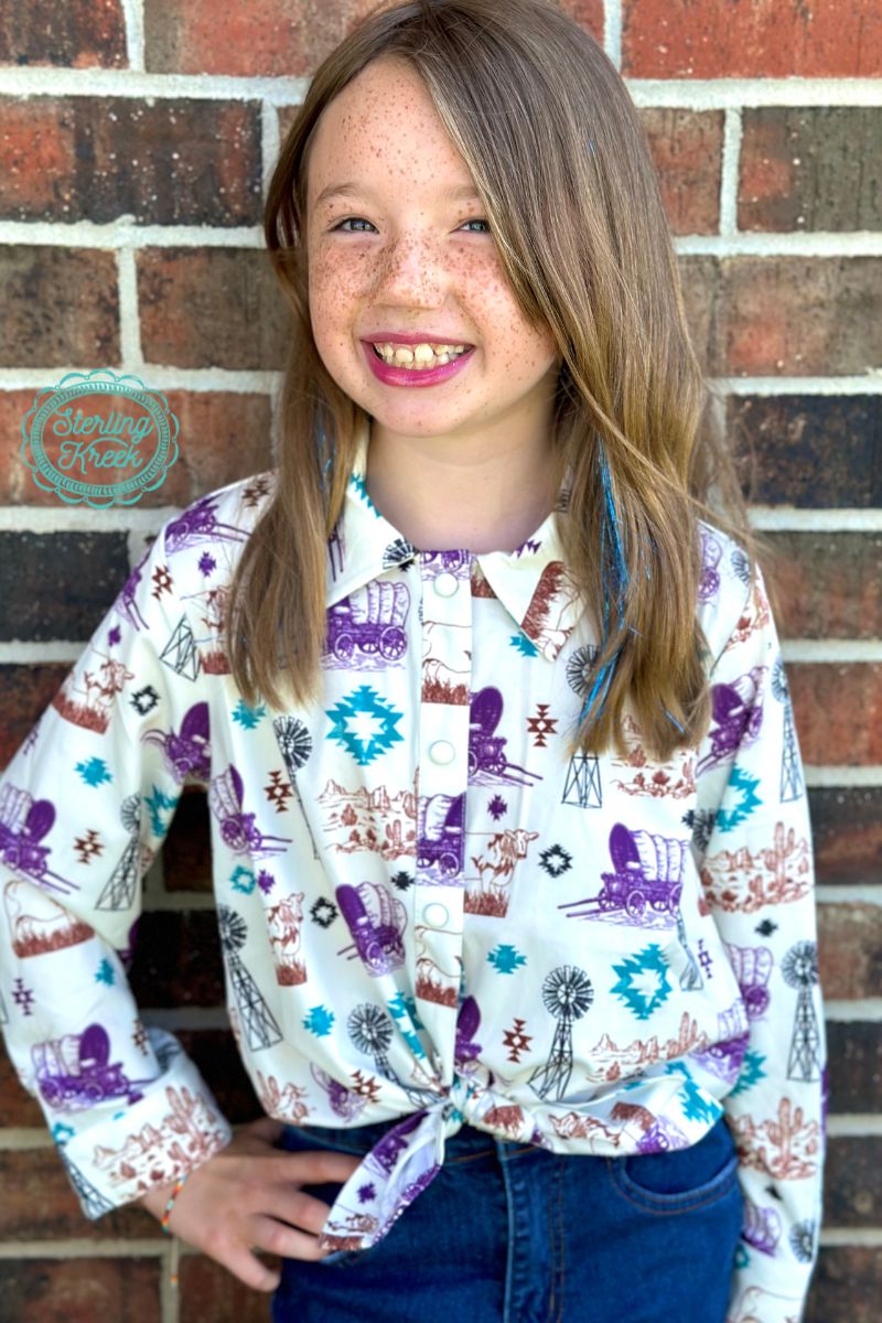Kids Ranchy & Rad Ivory Button Up
