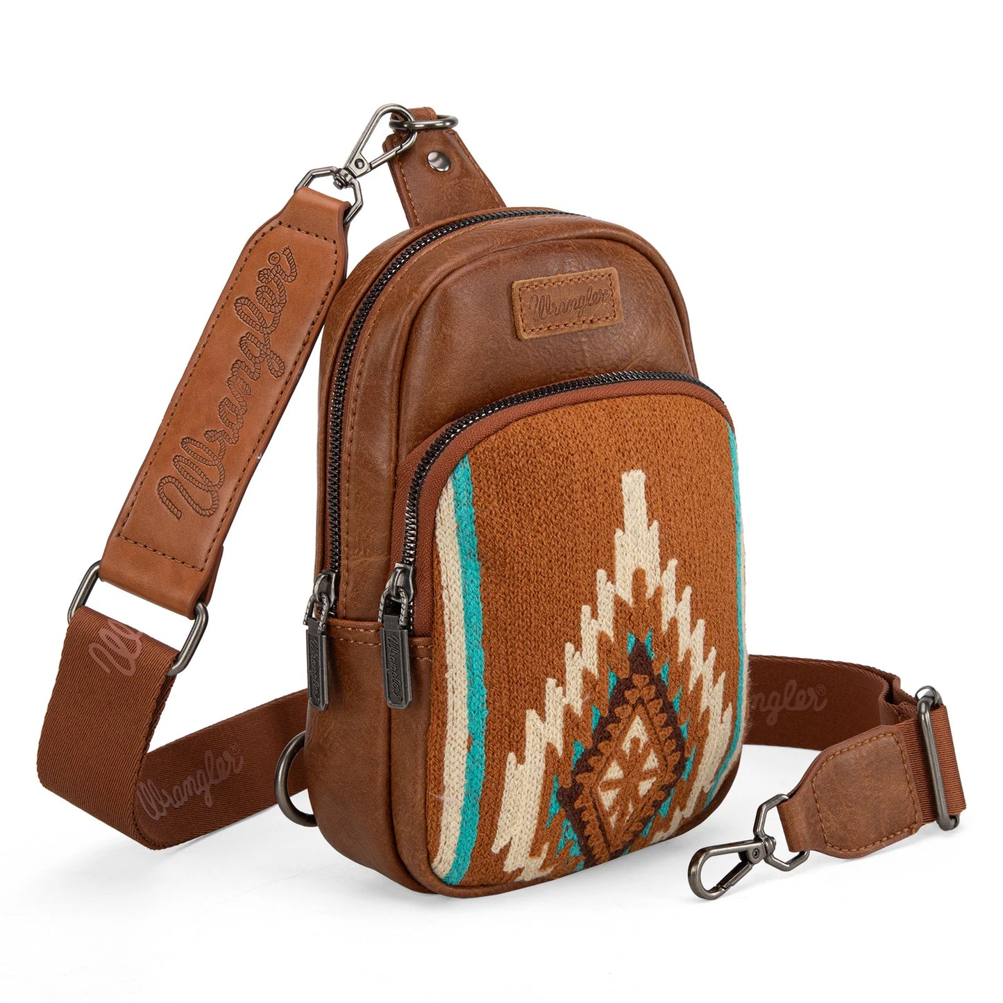 Wrangler Southwestern Knitted Sling Bag - Brown