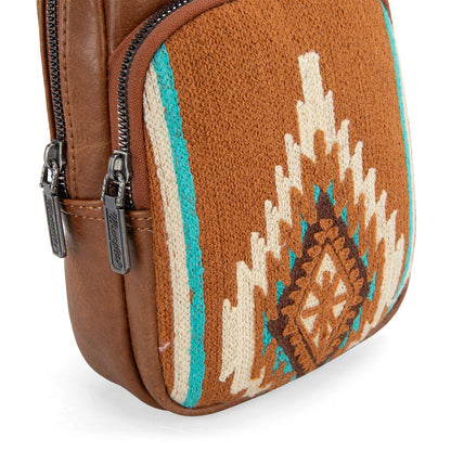 Wrangler Southwestern Knitted Sling Bag - Brown