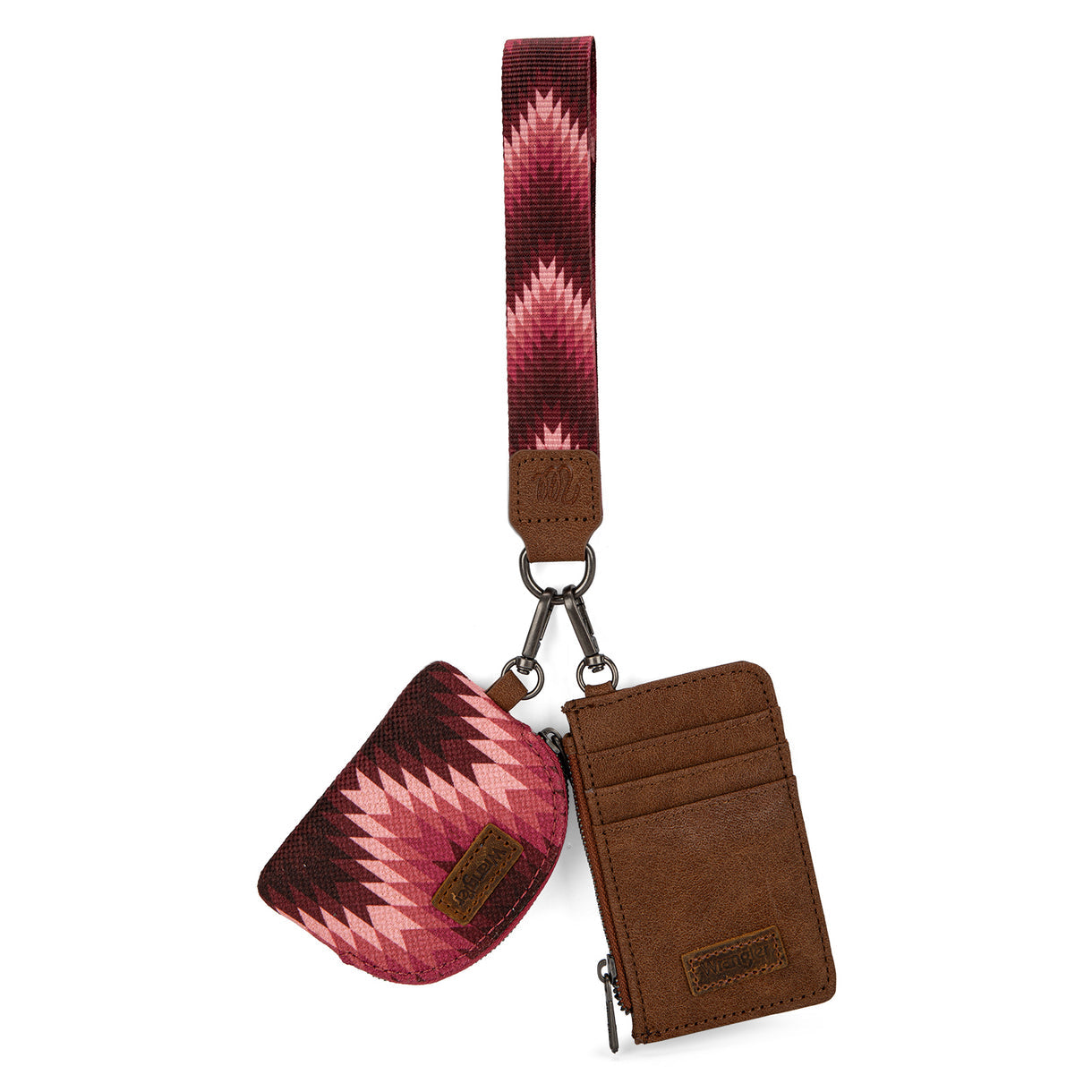 Wrangler Southwestern Art Print Dual Pouch Wristlet - Dark Pink