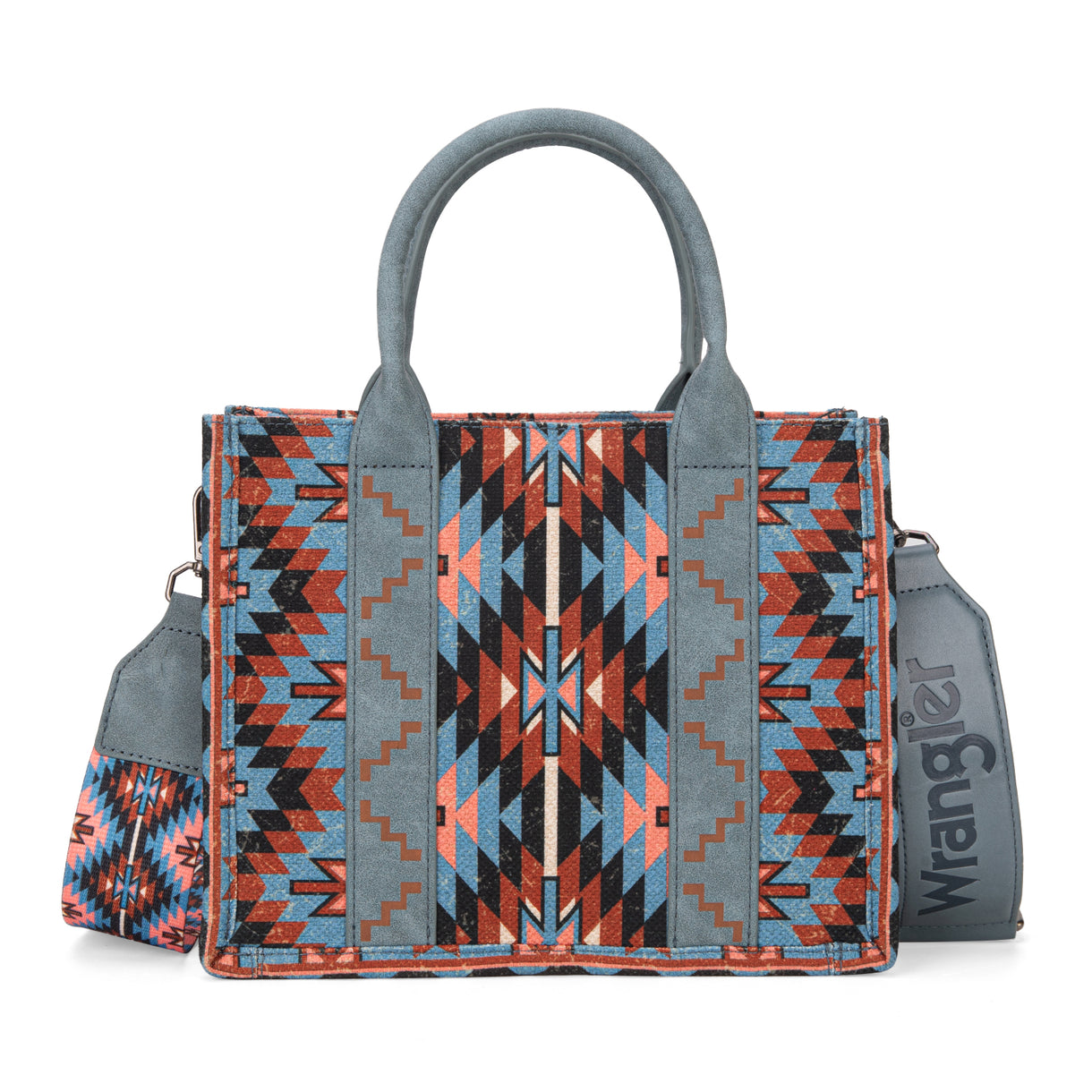 Wrangler Aztec Pattern Dual Sided Print Tote/Crossbody - Navy