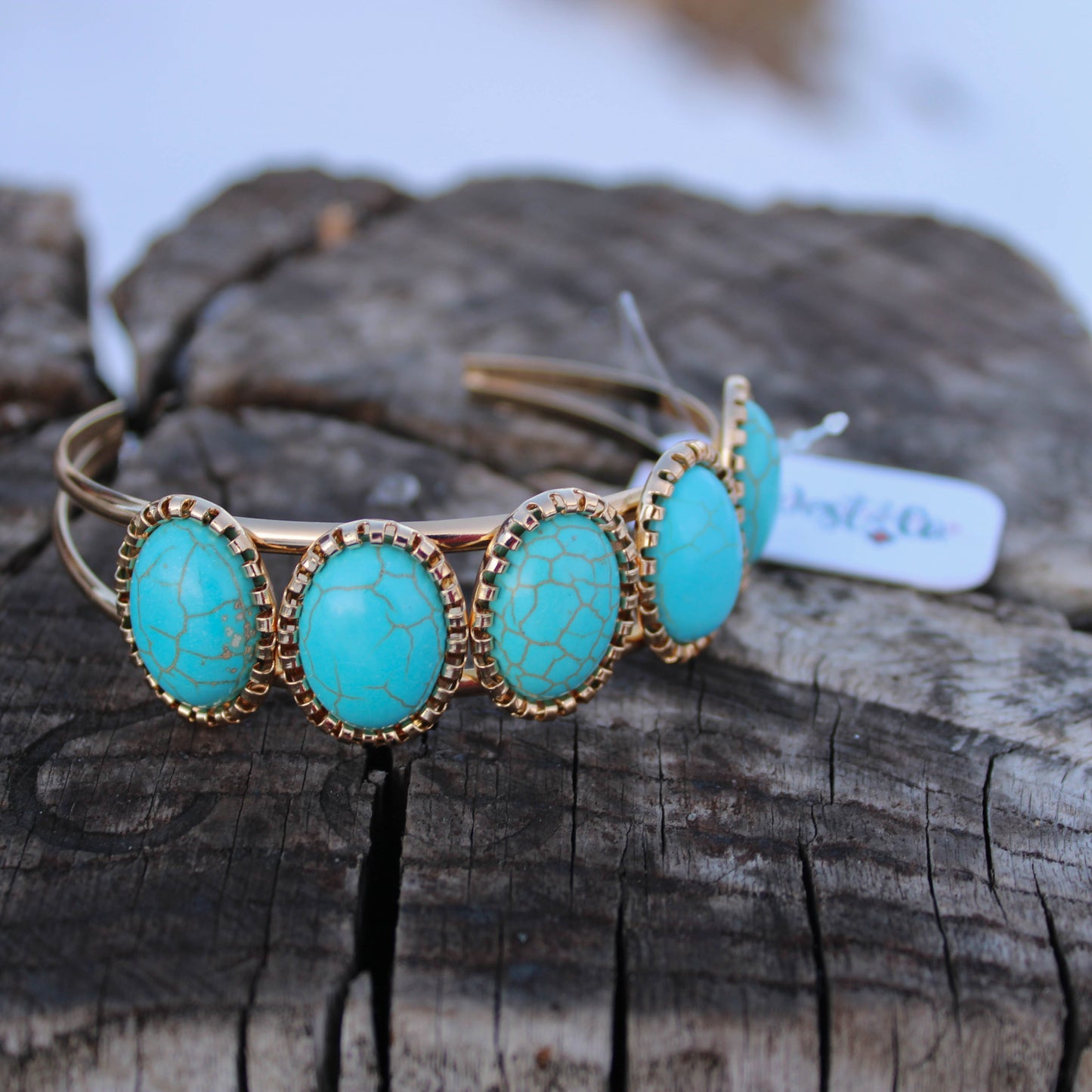 Gold and turquoise cuff bracelet