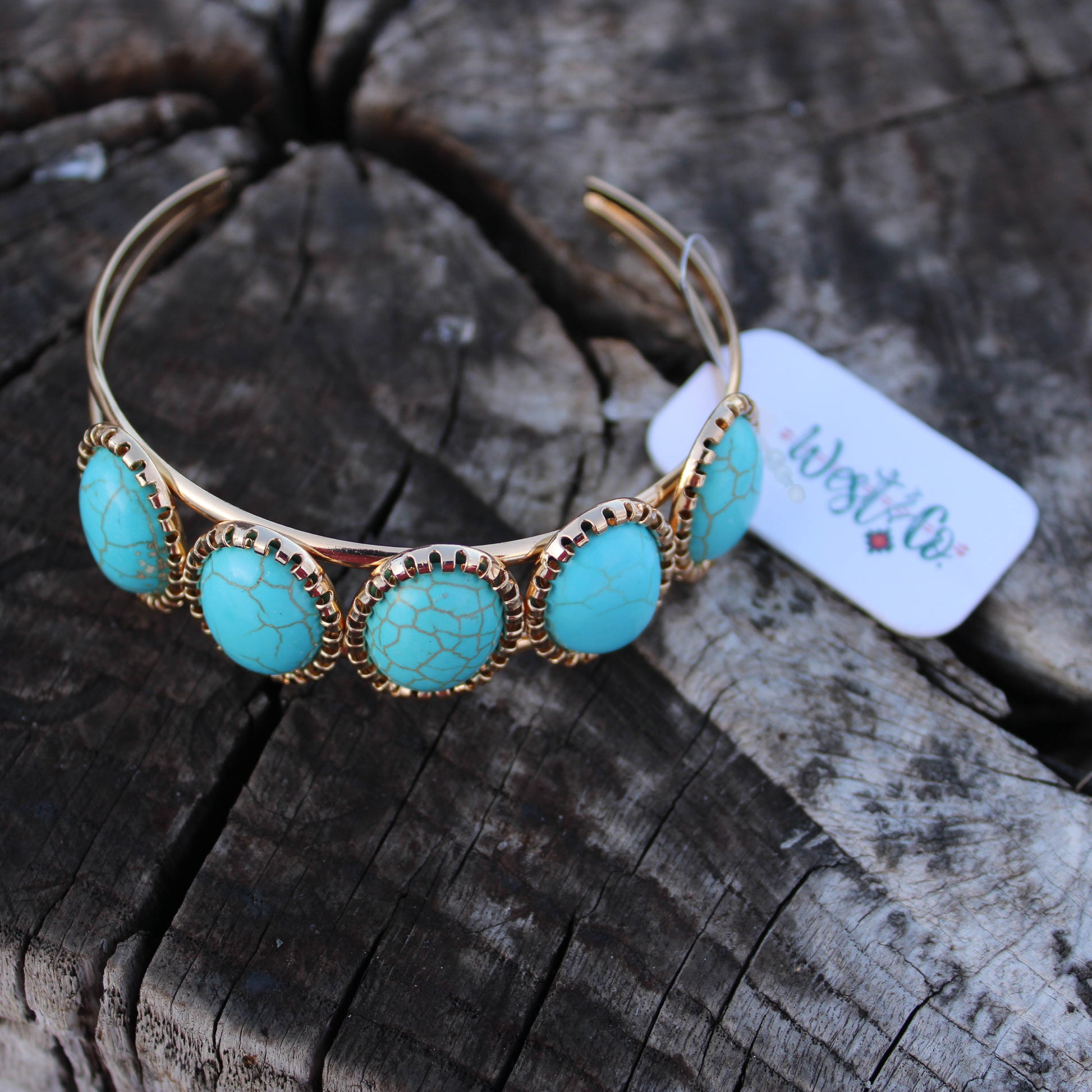 Gold and turquoise cuff bracelet