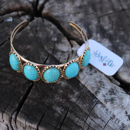 Gold and turquoise cuff bracelet