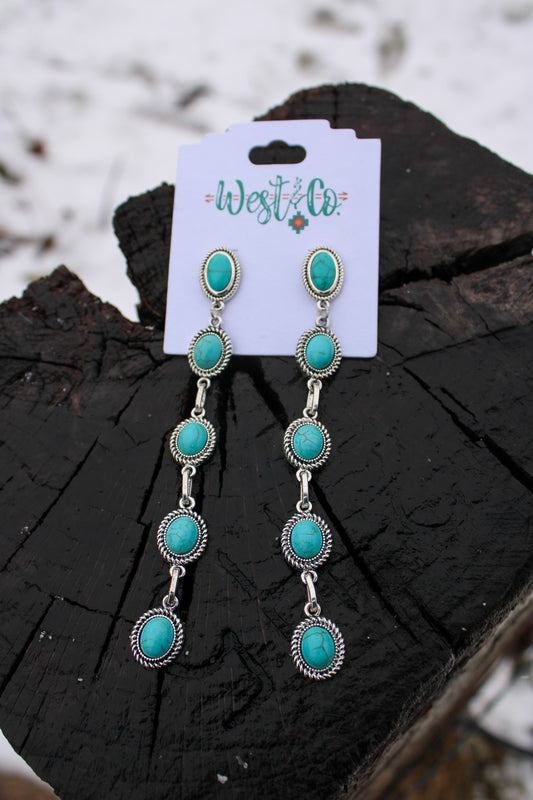 West & Co 5 Stone Drop Earring - Turquoise