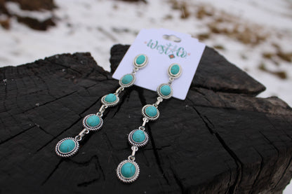 West & Co 5 Stone Drop Earring - Turquoise