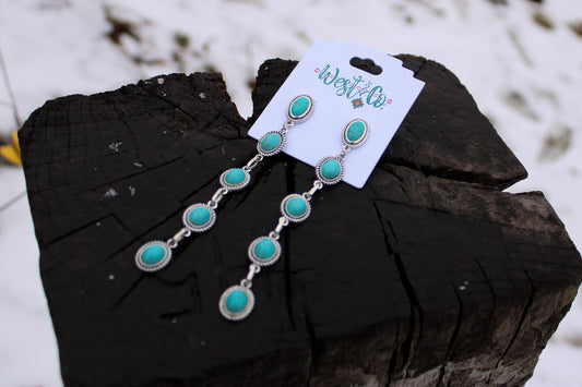 West & Co 5 Stone Drop Earring - Turquoise
