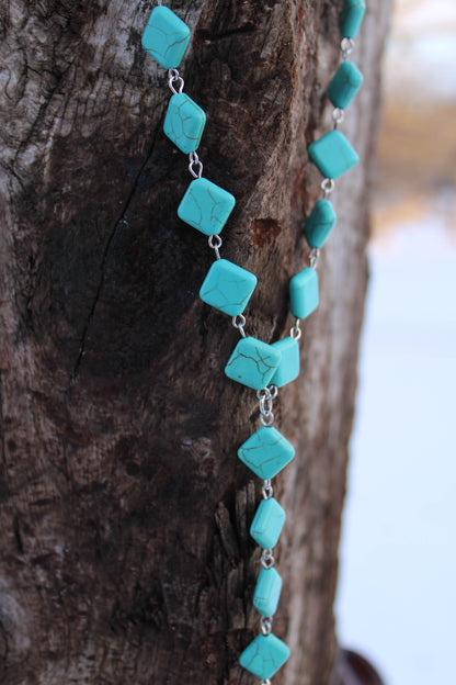 Turquoise necklace with square beads
