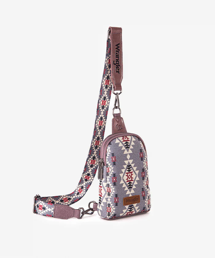 Wrangler Southwestern All-over Aztec Print Sling Bag - Lavender