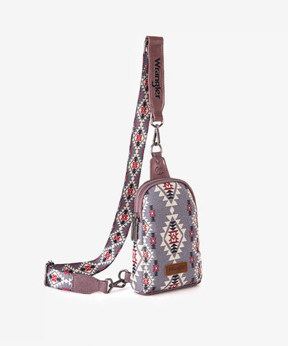 Wrangler Southwestern All-over Aztec Print Sling Bag - Lavender