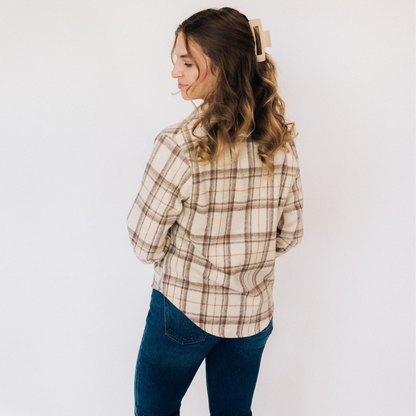 Beige Flannel Button Up