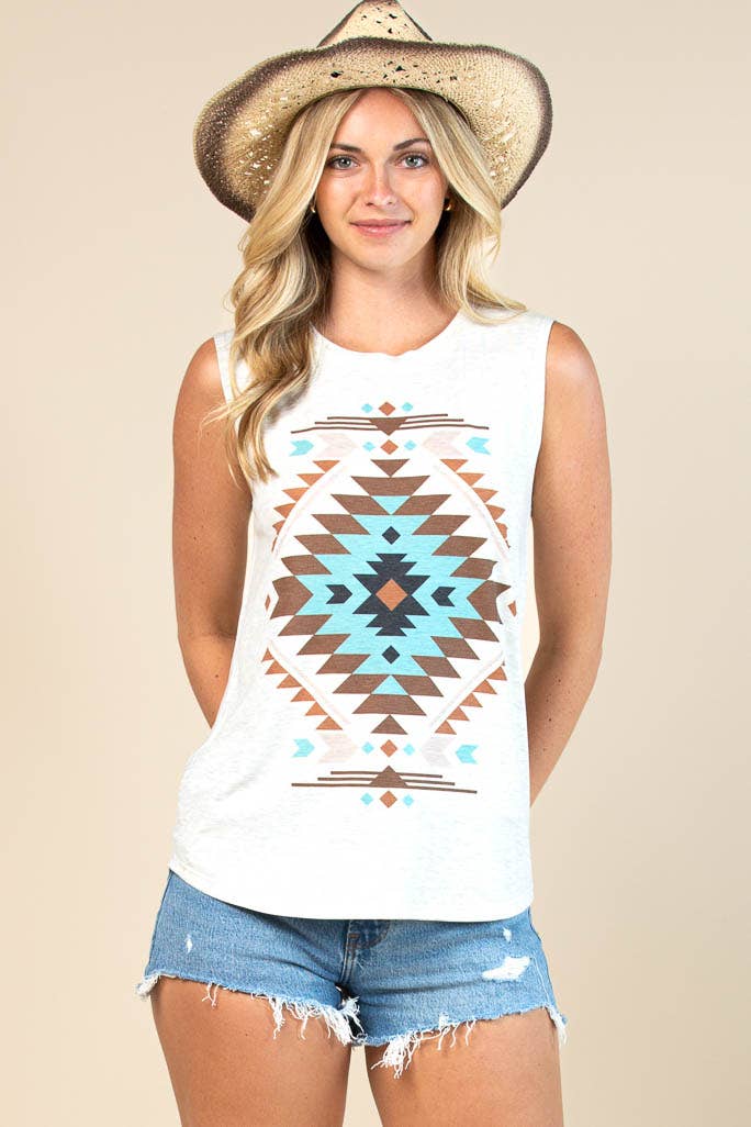 Aztec Sleeveless Tee