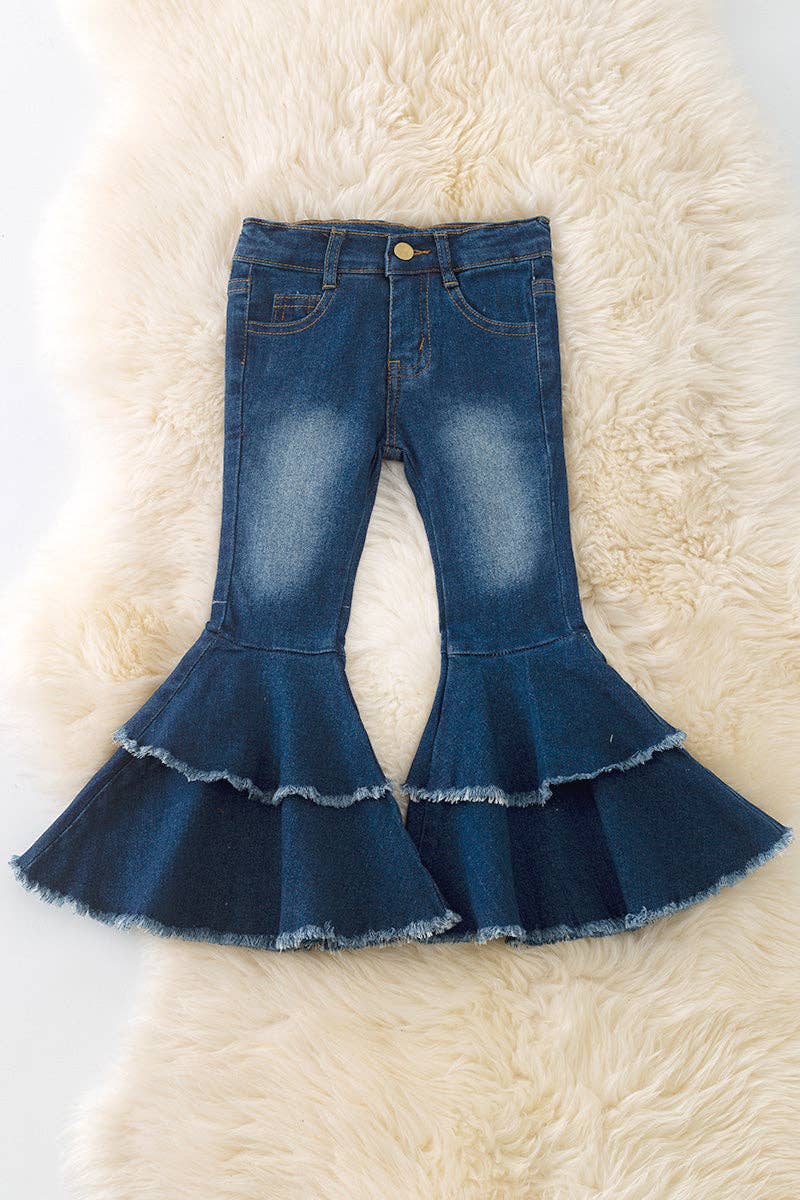 Girls Western Double Layer Bell Pants