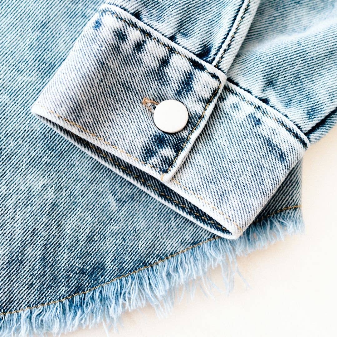 Blue Raw Hem Denim Jean Jacket