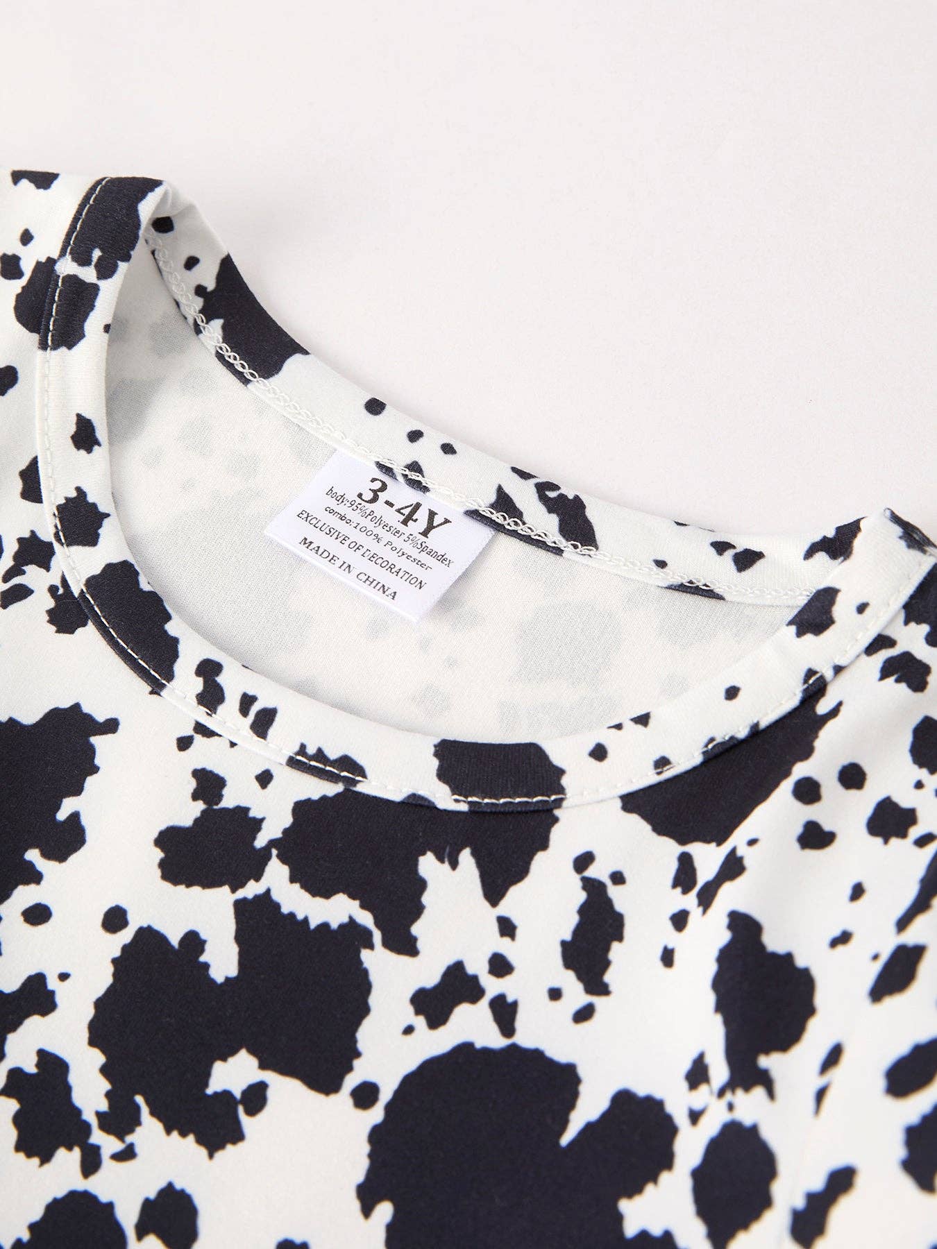 Girls Cow Pattern Long Sleeve Dress