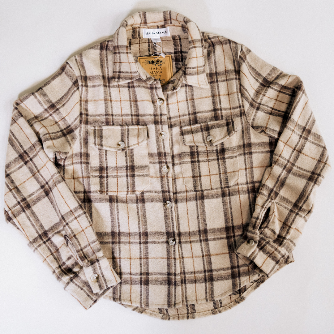 Beige Flannel Button Up