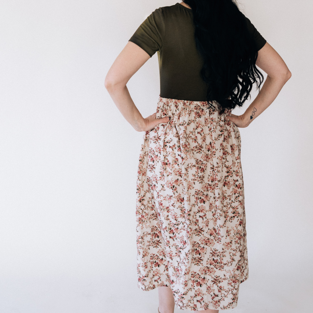 Olive Green Floral Dress