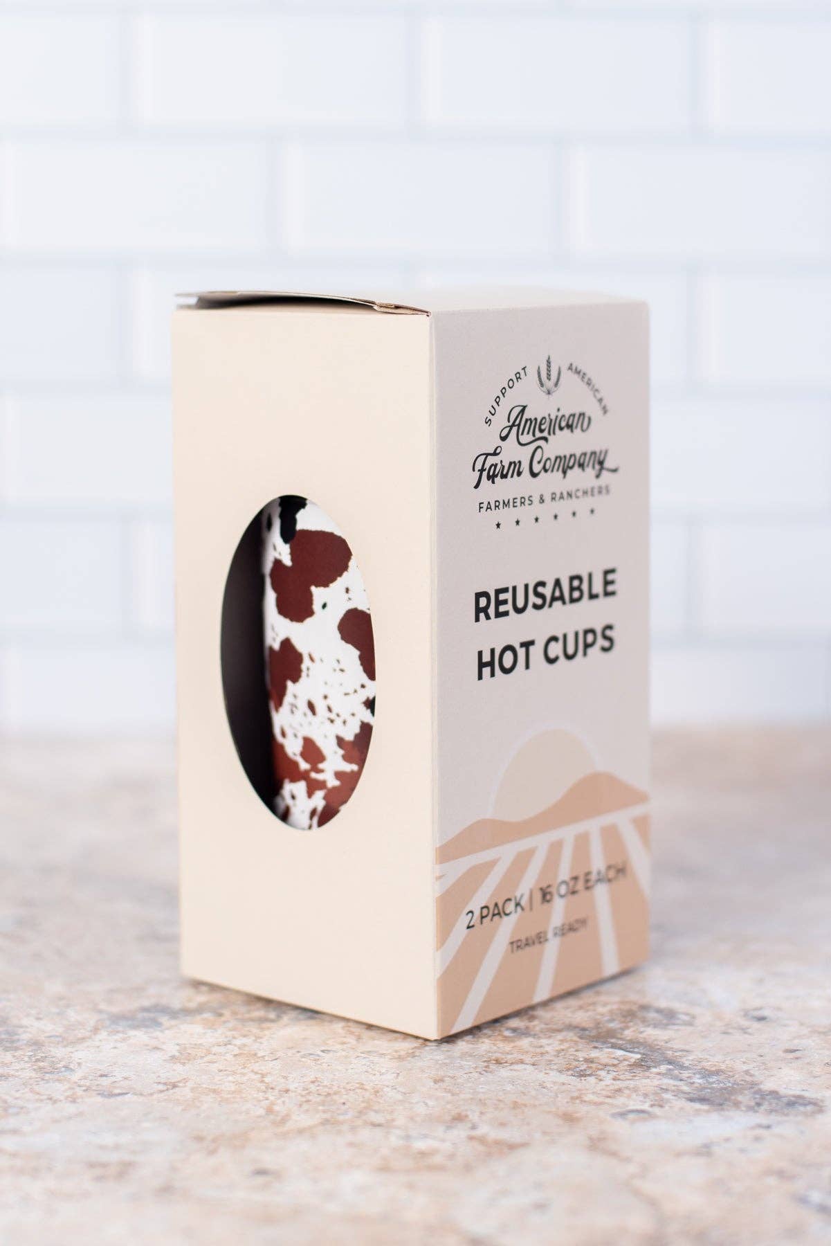 Western Cow Print Reusable Hot/Cold Cup - Set of 2
