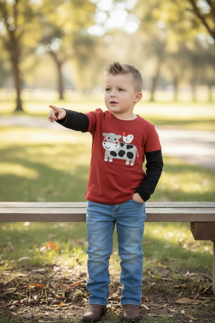 Cow long sleeve boys shirt