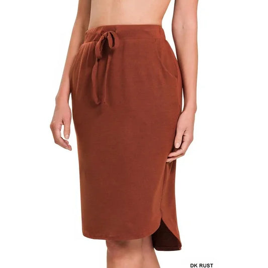 Dixie Tulip Hem Skirt- Dark Rust