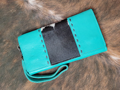 Teal Cow Hide Wallet