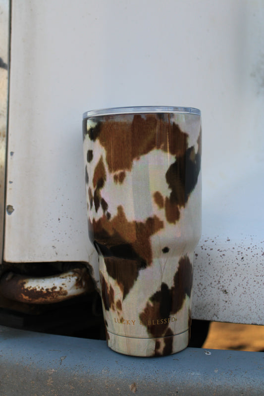 Cowhide Print Insulated Tumbler
