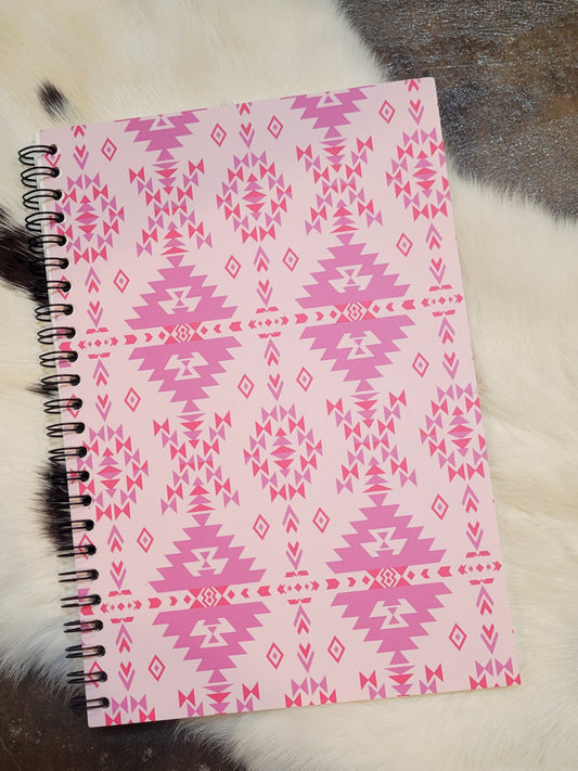 Mini Notebook 8x6 - Pink Aztec