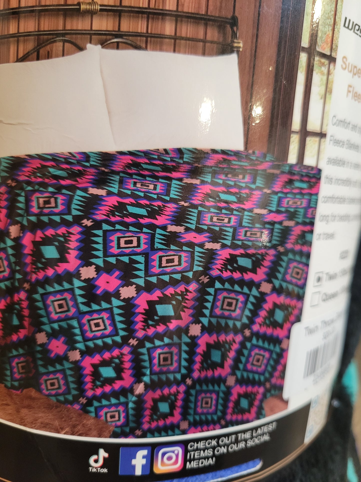 Twin Size Lightweight Throw Blanket - Bright Aztec