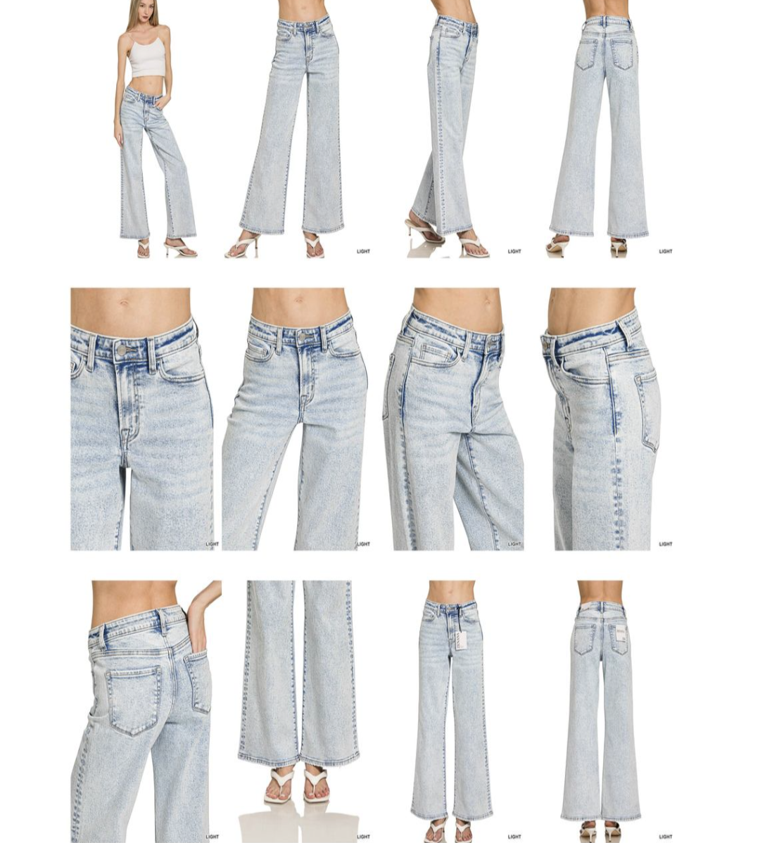 Light Wash Wide Leg Denim Pants