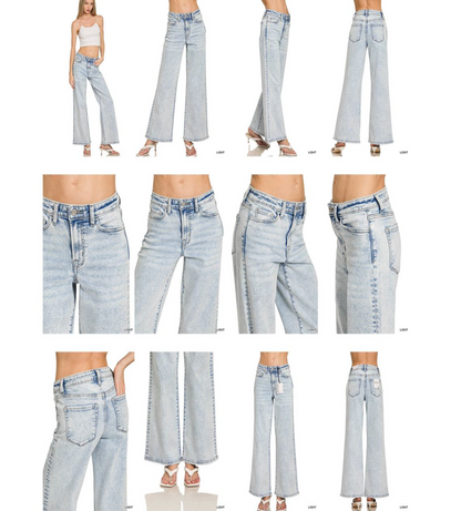 Light Wash Wide Leg Denim Pants
