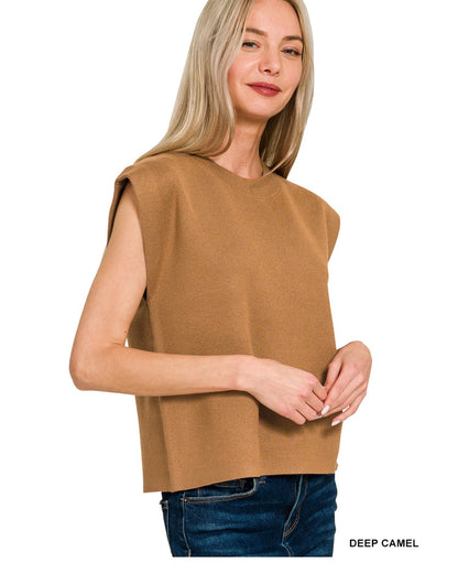 Viscose Sweater Vest-Deep Camel