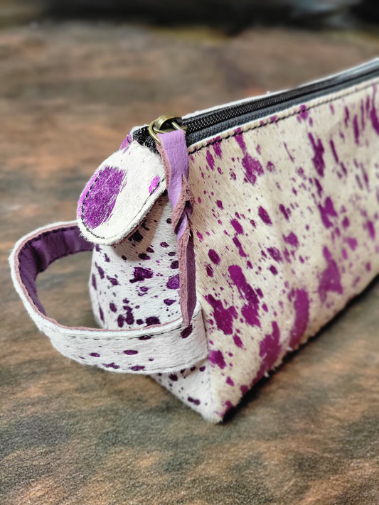 Purple Cowhide Cosmetic Bag