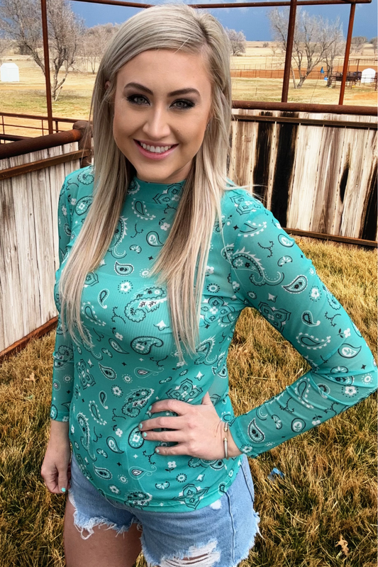 Bandana Babe Mesh Top- Sterling Kreek