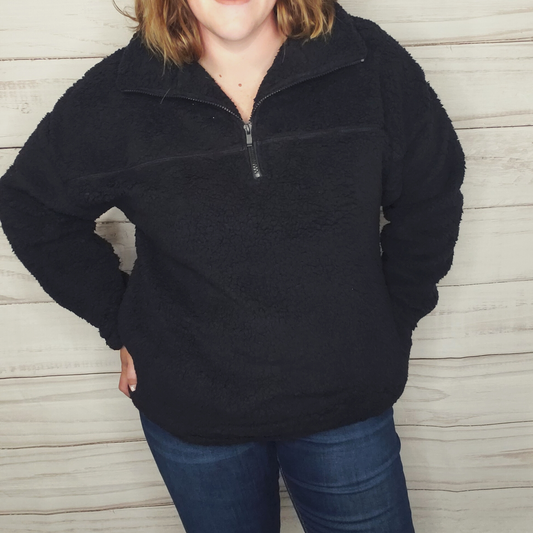 Black Sherpa Pullover - Gravel Road Mercantile